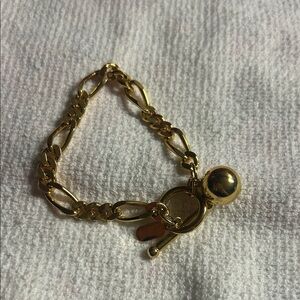 M. J. Carroll Gold Chain Bracelet Toggle Closure & Ball Charm